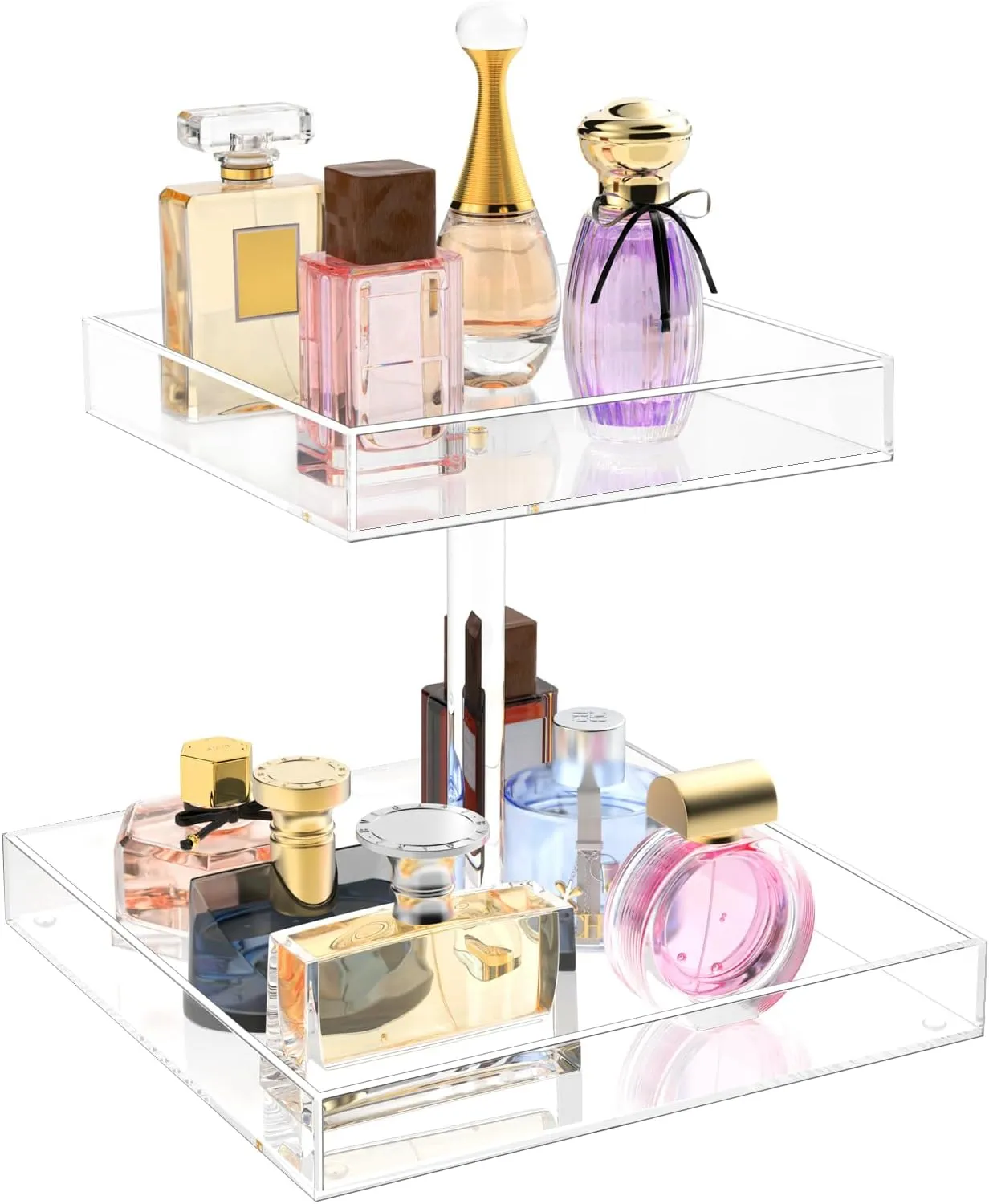 YAGELI Perfume Organizer for Women - Large Capacity 2 Tier Clear Acrylic Perfume Organizer Holder for Vanity, Perfume Stand Organizer for Dresser