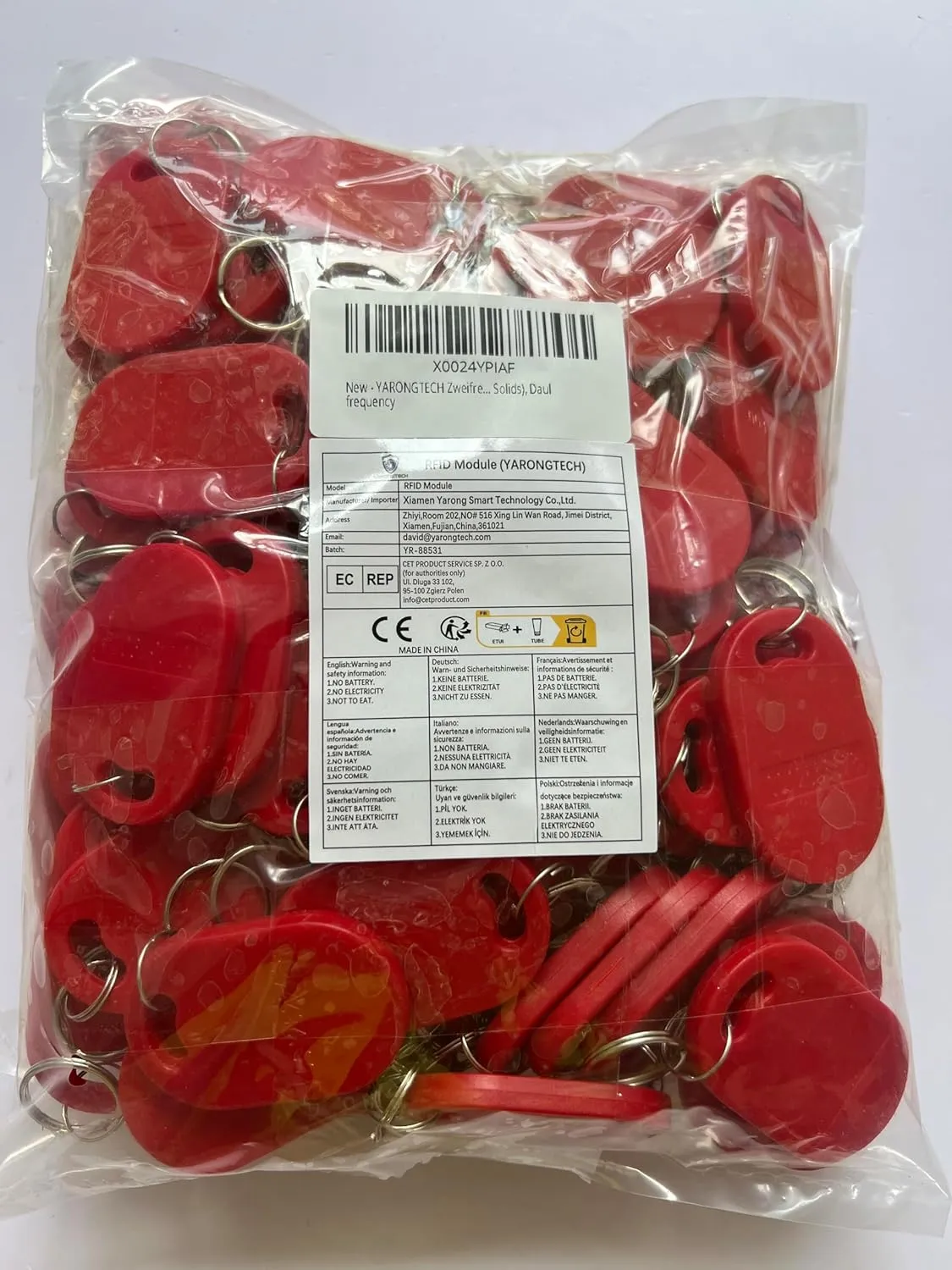 YARONGTECH Dual Frequency RFID Key Fob Tag 125Khz EM4100 And 13.56Mhz MIFARE Classic 1K Chip (pack of 100)