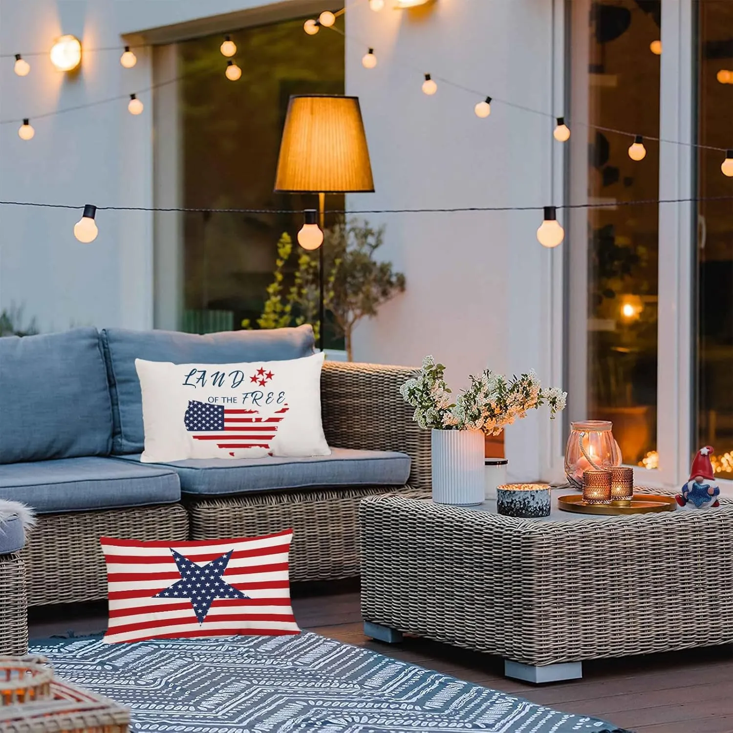 YeeJu Set of 4 Patriotic Throw Pillow Covers 12x20 Velvet 4th of July Pillow Covers Memorial Day American Flag Red White Blue Cushion Covers Fourth of July Pillow Cases Home Decorations 12x20