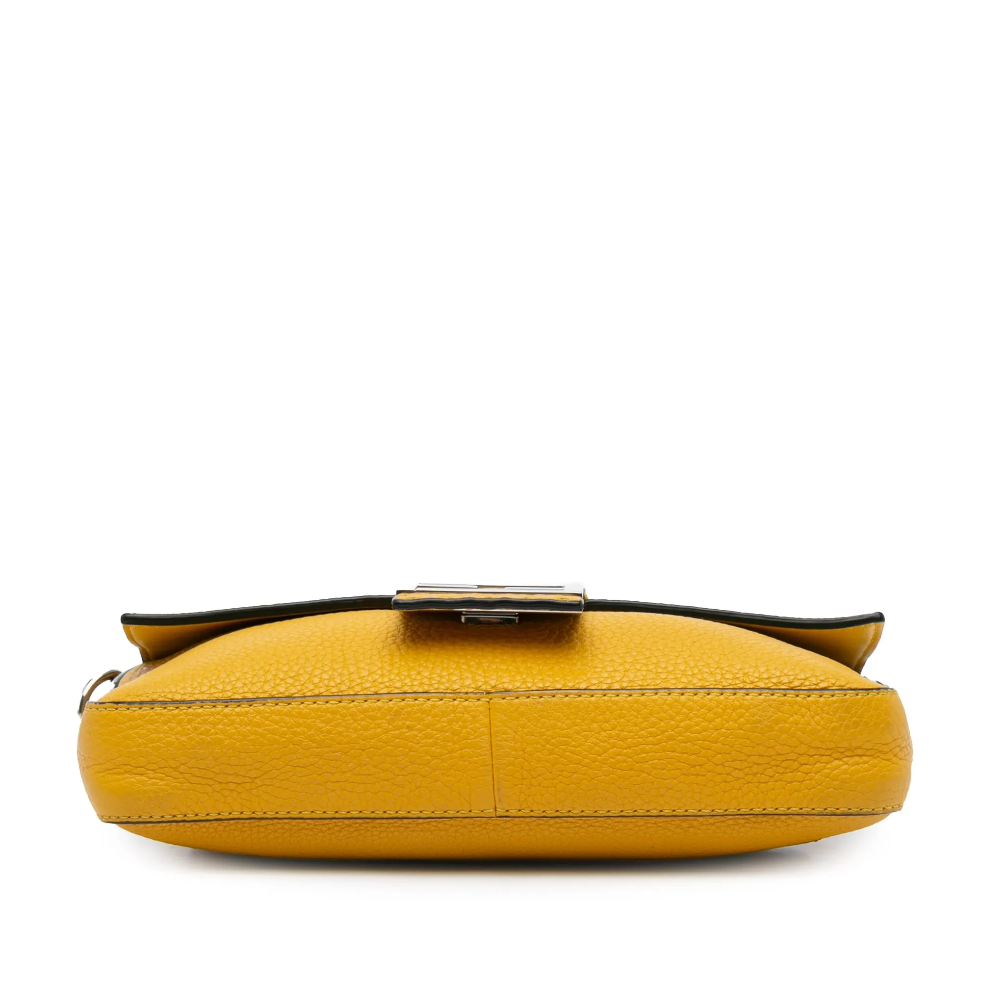 Yellow Fendi Selleria Calfskin Convertible Baguette Crossbody