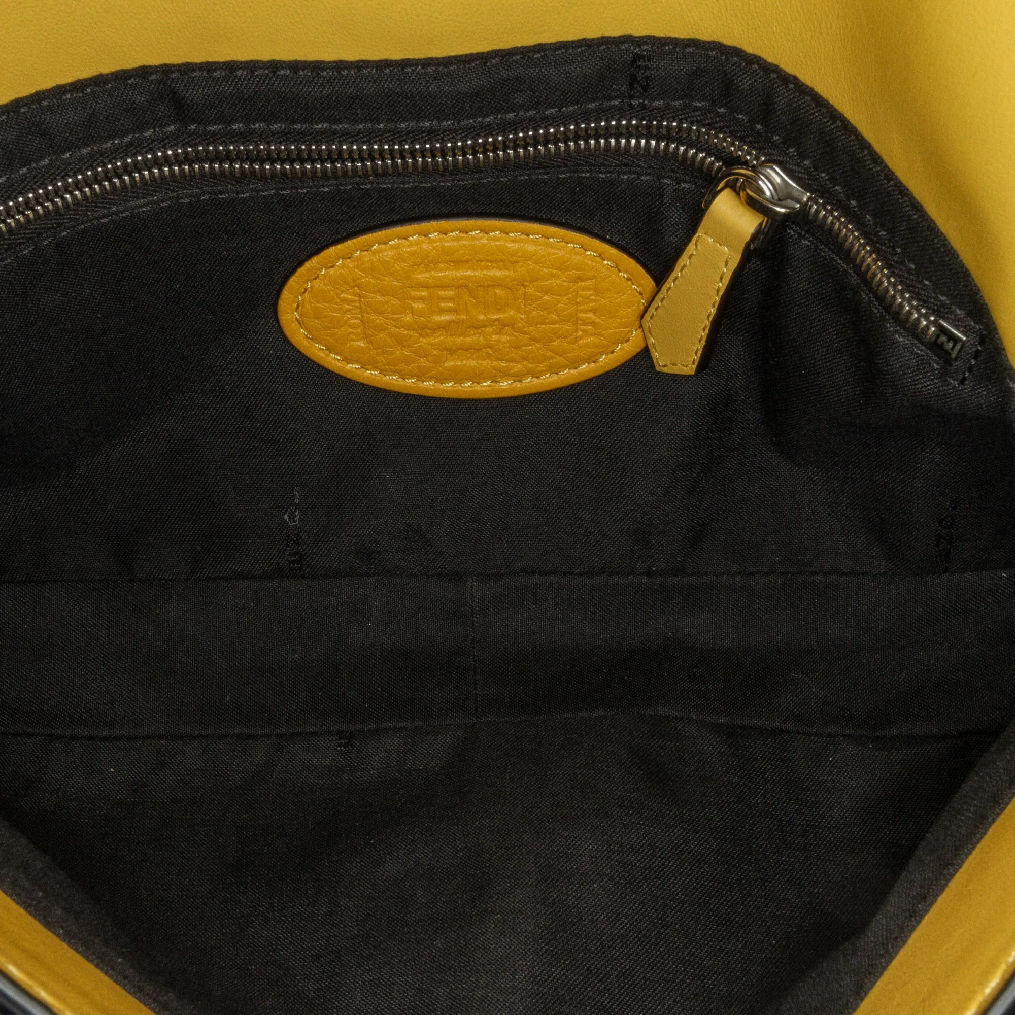 Yellow Fendi Selleria Calfskin Convertible Baguette Crossbody