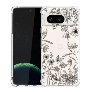 YEPO for Google Pixel 8A Case Clear Flower Shockproof TPU Protective Bumper Fashion Design Cell Phone Cases Cover for Google Pixel 8A Girls