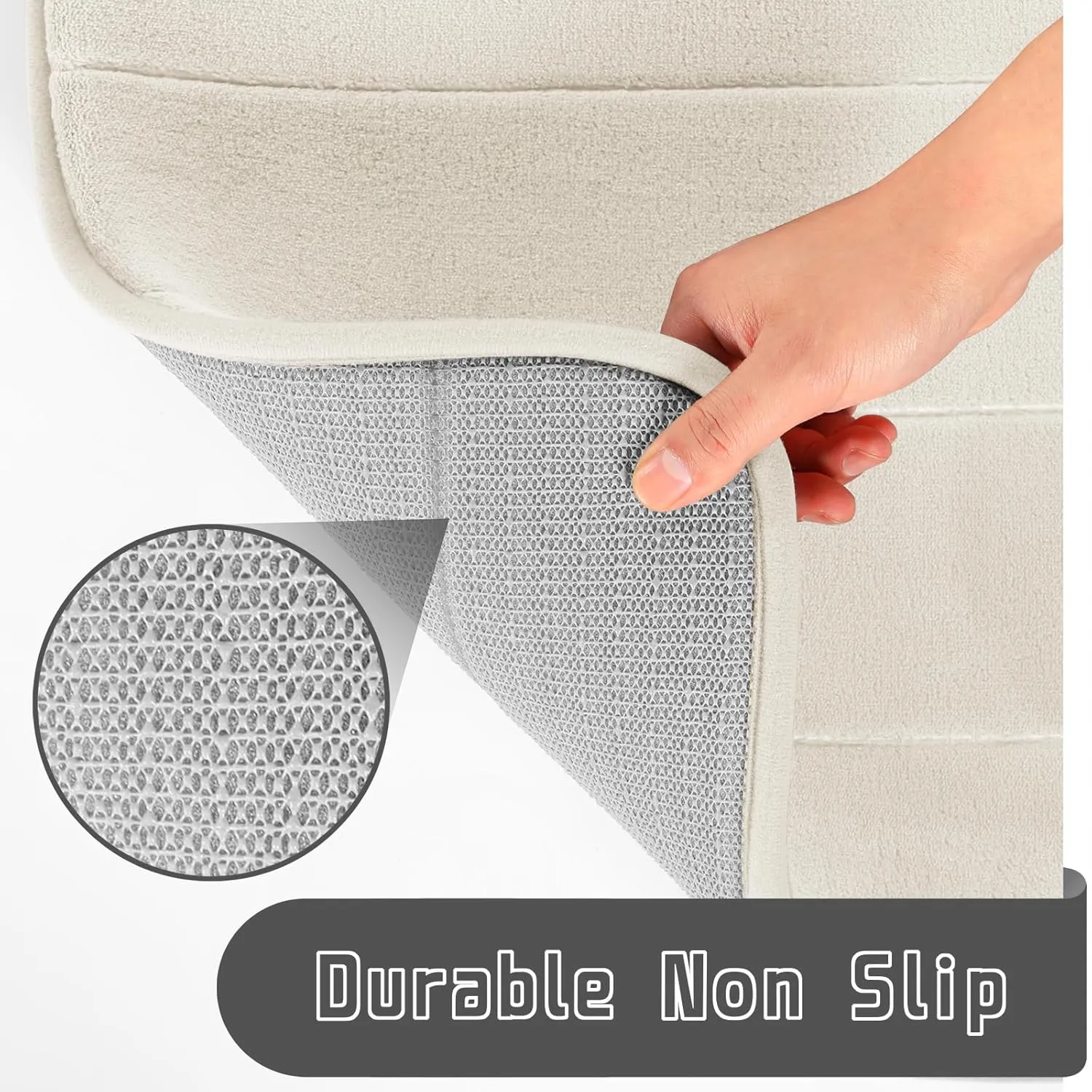 Yimobra Bathroom Rugs Sets 2 Piece, Soft Absorbent Memory Foam Bath Mats Set, Dry Fast Bath Mat, Machine Washable Bath Rug Set for Bathroom, 17x24 31.5x19.8 Inches, Cream White