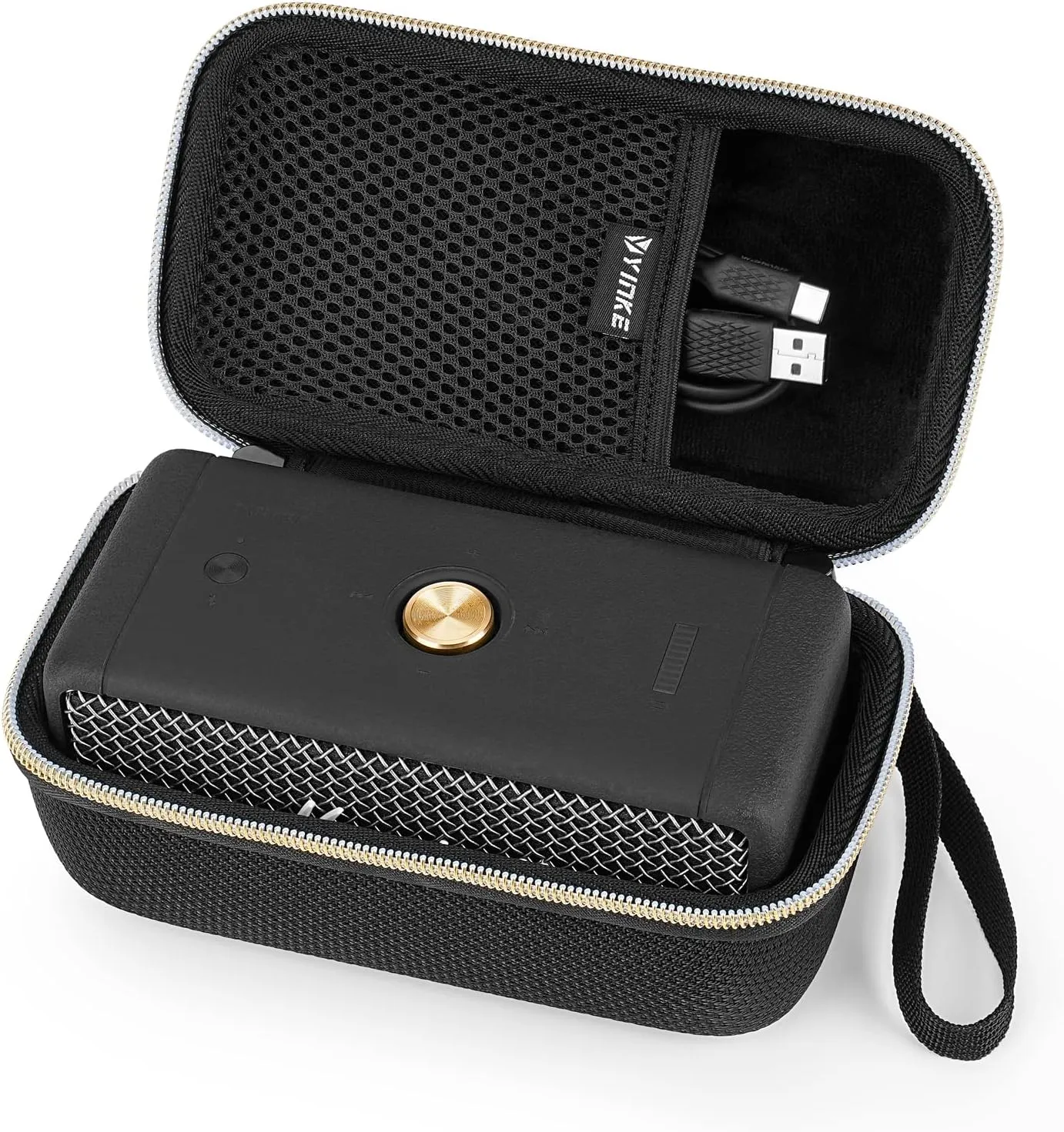 Yinke Hard Case for Marshall Emberton & Emberton II Bluetooth Speaker, Hard Organizer Portable Carry Cover Storage Bag (Emberton Gold)