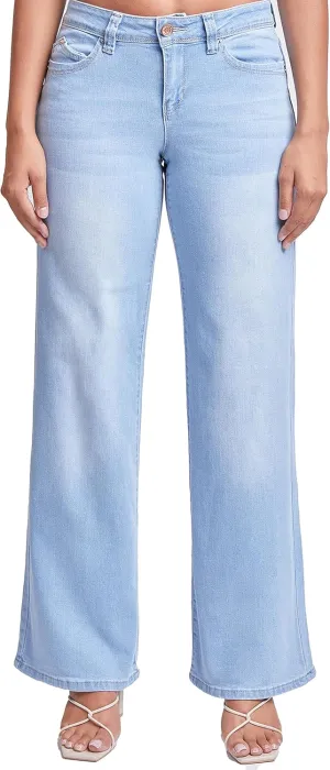 YMI Women’s Sustainable Wannabettabutt Low Rise Wide Leg Jeans