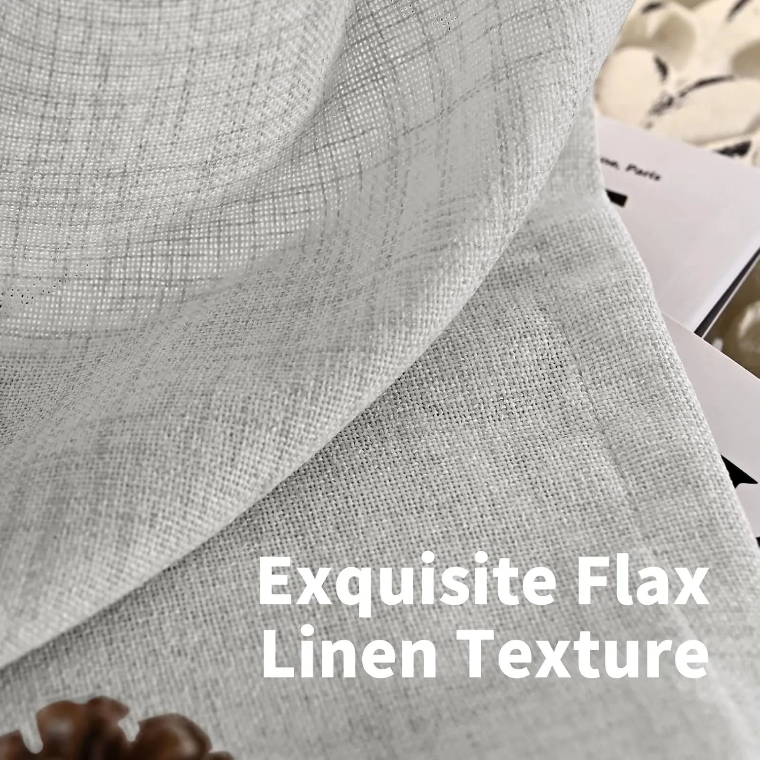 YoungsTex Light Grey Linen Curtains 72 Inch Length for Living Room, Back Tab Light Filtering Semi Sheer Drapes for Dining Room Bedroom Rod Pocket Window Treatments, 52 X 72 Inch, 2 Panels