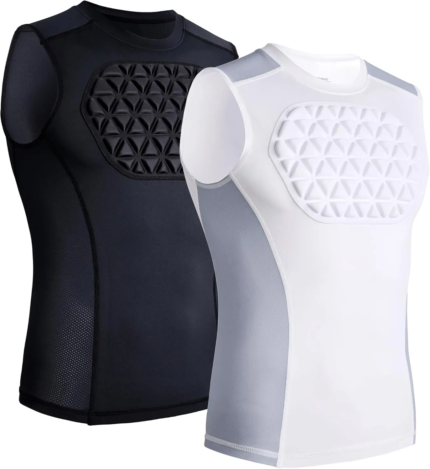 Youth Baseball Chest Protector Padded Compression Shirt Support Softball Football Heart Sternum Guard - 2 Pack