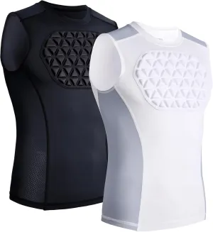 Youth Baseball Chest Protector Padded Compression Shirt Support Softball Football Heart Sternum Guard - 2 Pack