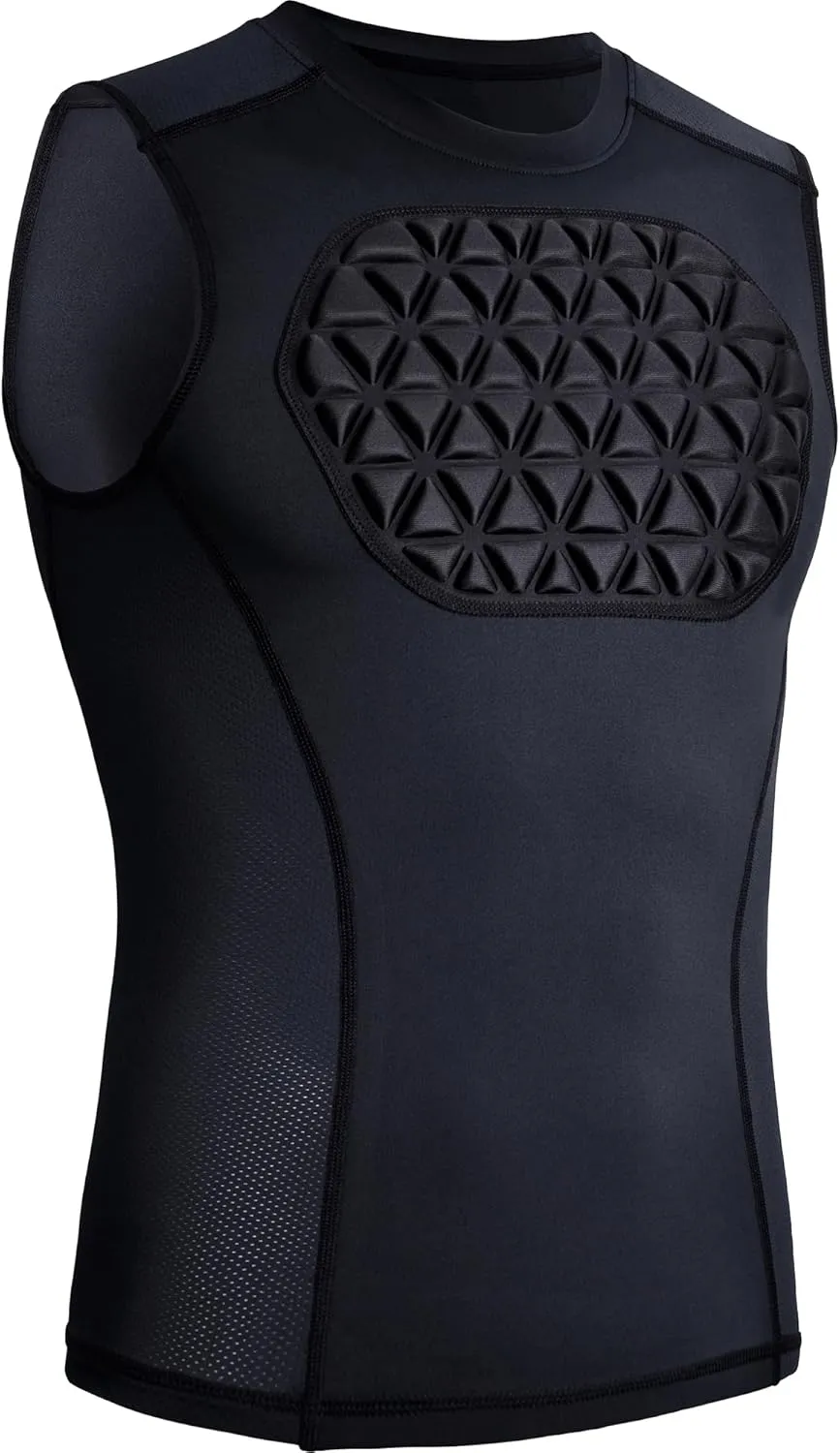 Youth Baseball Chest Protector Padded Compression Shirt Support Softball Football Heart Sternum Guard