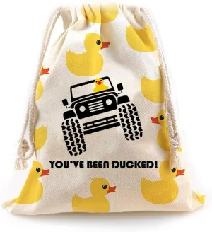YOU'VE BEEN DUCKED Duck Duck Drawstring Bag, Rubber Duck Bag, Reusable Rubber Duck Bag, Gifts for Any Duck Lover, Cute Little Yellow Duck Canvs Bags 14.6 x 11.8 inches (Beige02, Large)