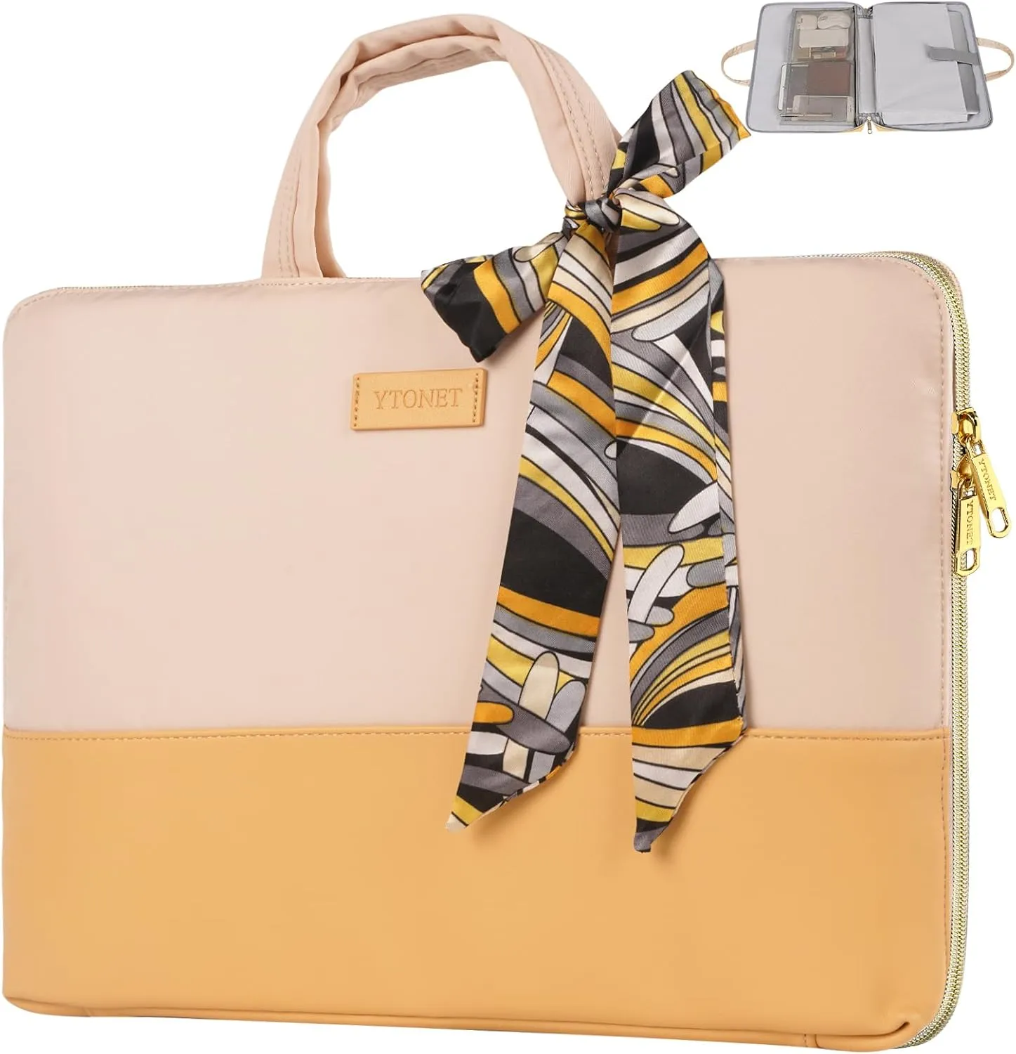 Ytonet 15.6 Inch Laptop Bag, TSA-Friendly Slim Womens Laptop Sleeve Case Compatible for Lenovo, HP, Dell, Asus Notebook, Fits for Business, Work, Daily Use, Yellow