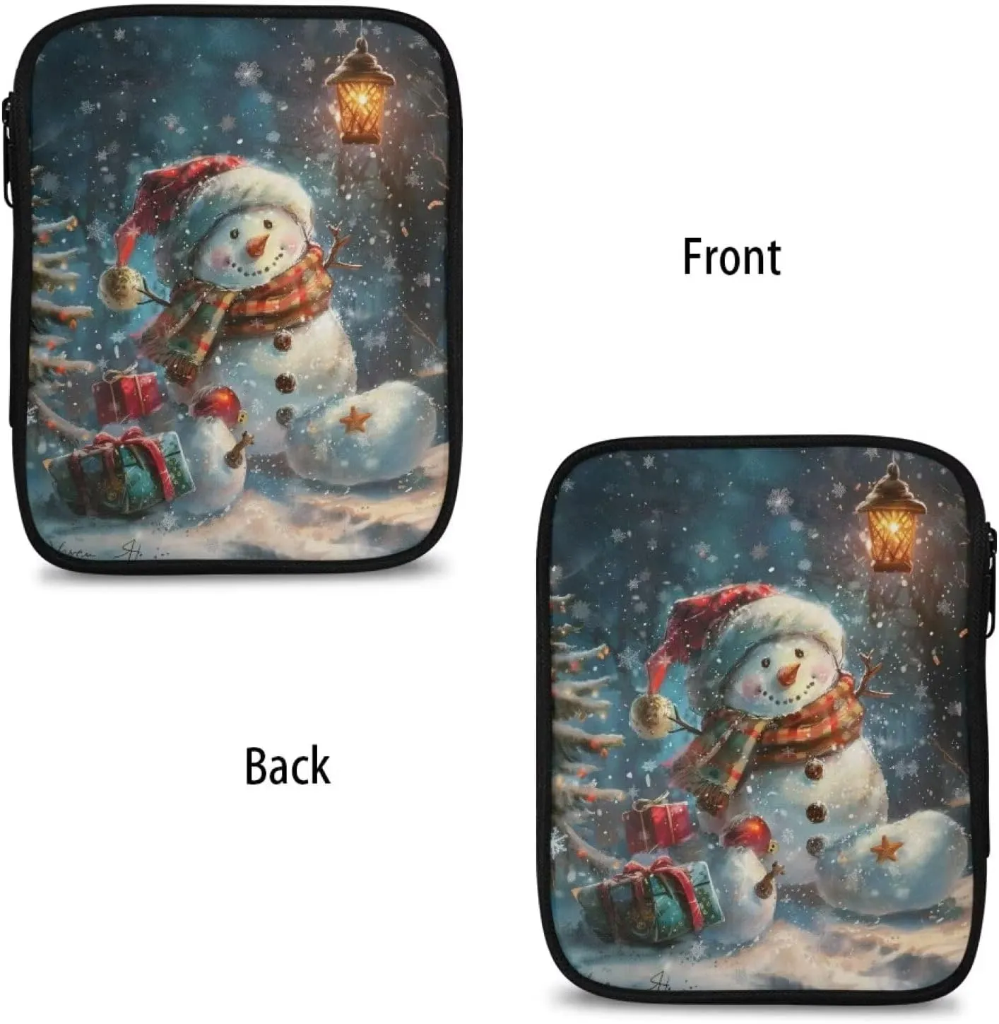 YUVAMAGIMO Christmas Snowman Crochet Hook Case Portable Travel Organizer Zipper Bag Easy to Hold Interchangeable Knitting Needle Case for Various Knitting Needles and Other Accessories