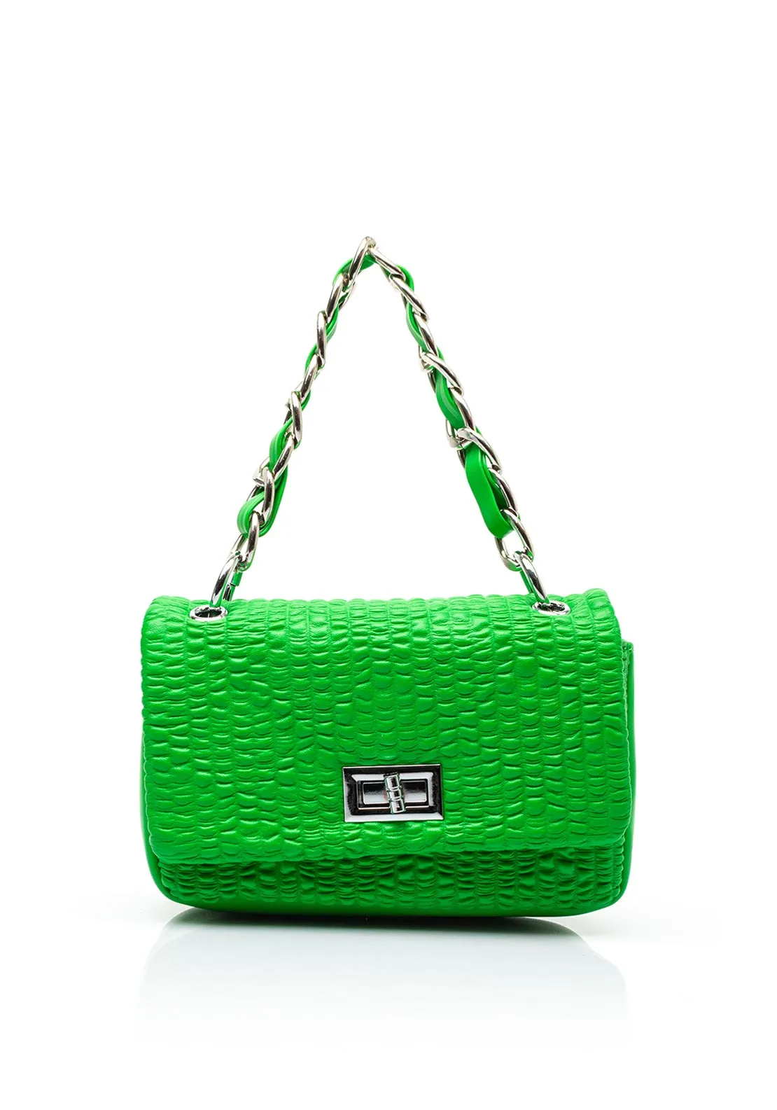 Zen Collection Textured Flap Over Mini Convertible Grab Bag, Bright Green